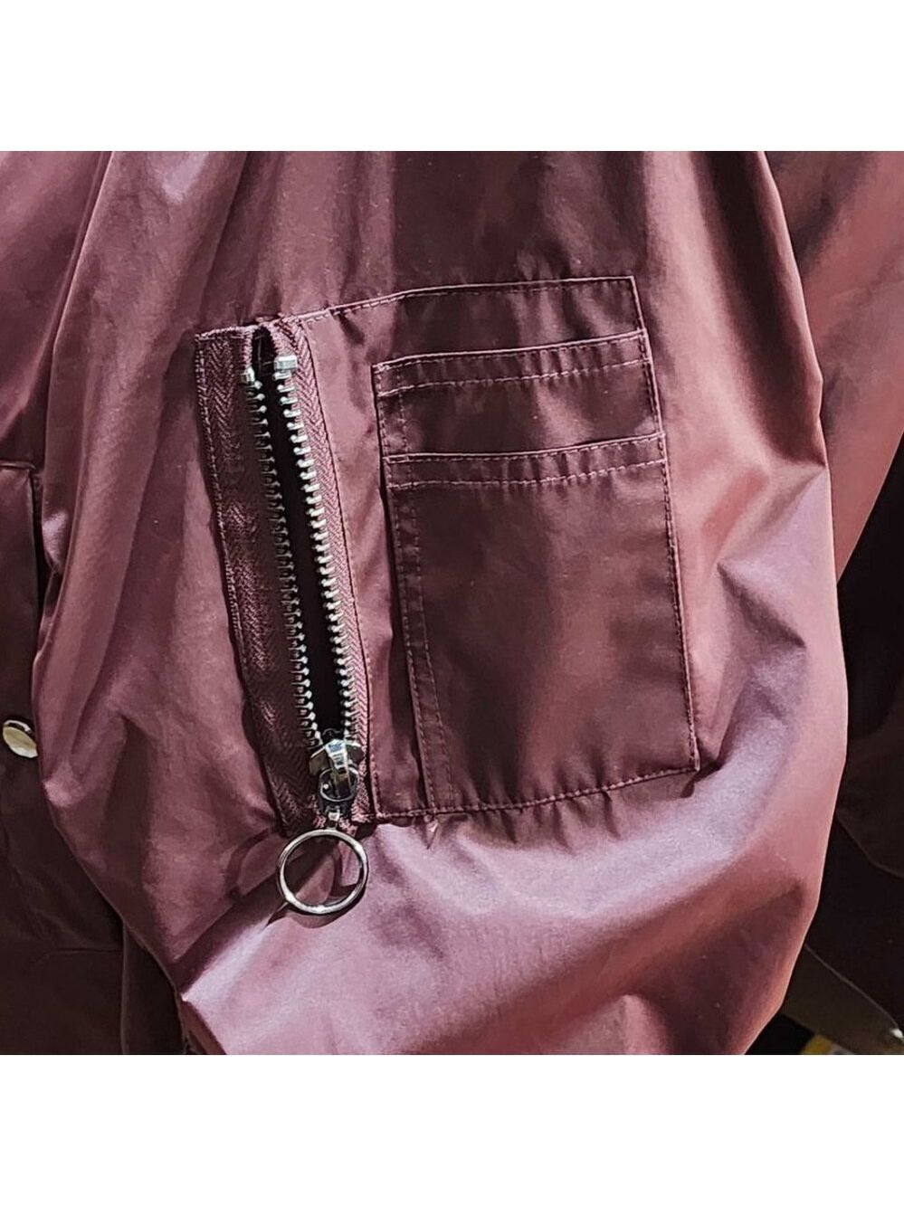 Pre Owned Zara Burgundy Bomber Jacket - Picture 8 of 8